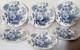 Set 6 Antique Clarice Cliff Charlotte Blue Transferware 10 Dinner Plate England