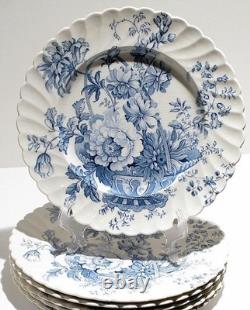 Set 6 Antique Clarice Cliff Charlotte Blue Transferware 10 Dinner Plate England