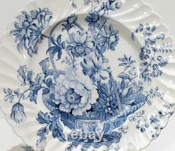 Set 6 Antique Clarice Cliff Charlotte Blue Transferware 10 Dinner Plate England