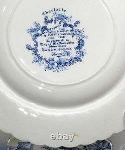 Set 6 Antique Clarice Cliff Charlotte Blue Transferware 10 Dinner Plate England
