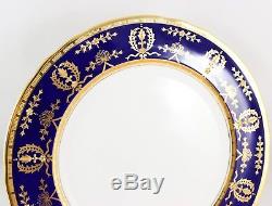Set 6 Dinner Plate Aynsley China England 8225 Cobalt Blue Raised Gold Encrusted