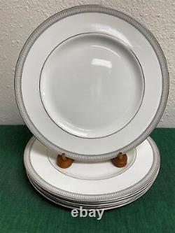 Set 6 WATERFORD China CARINA PLATINUM Dinner Plates Made in England