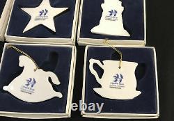 Set 7 Paul CARDEW BLUE WILLOW Porcelain Christmas ORNAMENTS Designed in England