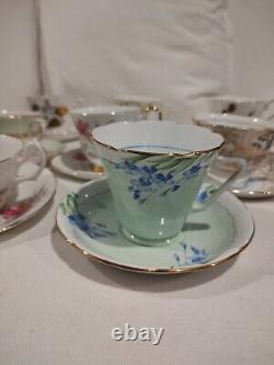 Set 8 Bone China Assorted Brands Made In England Teacups & Saucers