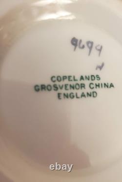 Set 8 Copelands Grosvenor 8 inch Plates # 9694 Hand Painted Gilt w Gray Leaves