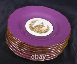 Set 8 Tiffany & Co NY Spode Copelands China England Gold Pheasant Purple Border