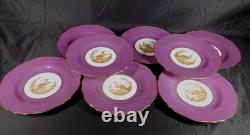 Set 8 Tiffany & Co NY Spode Copelands China England Gold Pheasant Purple Border