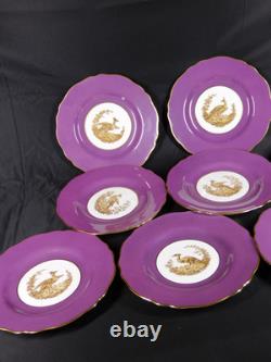 Set 8 Tiffany & Co NY Spode Copelands China England Gold Pheasant Purple Border