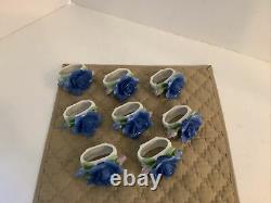 Set 8 Vtg Royal Albert England Bone China Midnight Rose Napkin Rings