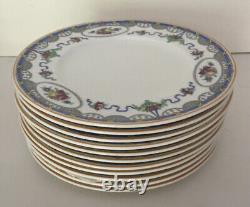 Set Of 11 Antique Cauldon China England Art Deco Pattern Salad Luncheon Plates