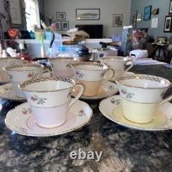 Set Of 11 Salisbury England Eggshell Bone China Teacups & Saucers 4012