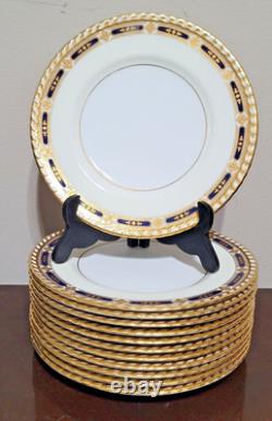 Set Of 12 Minton Tiffany & Co. Cobalt Blue And Gold Gilt Service Plates