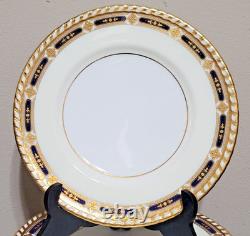 Set Of 12 Minton Tiffany & Co. Cobalt Blue And Gold Gilt Service Plates