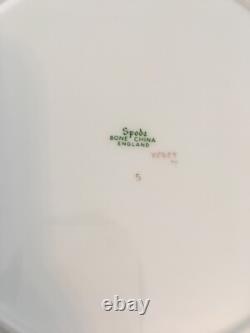 Set Of 12 Spode Bone China England Dinner Plate Marroon Border Gold Trim