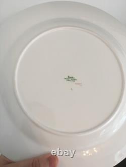 Set Of 12 Spode Bone China England Dinner Plate Marroon Border Gold Trim