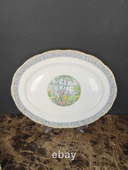 Set Of 3 Royal Albert Silver Birch Oval Serving Platters Bone China England