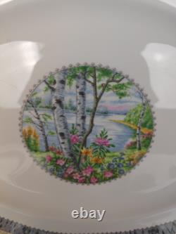Set Of 3 Royal Albert Silver Birch Oval Serving Platters Bone China England