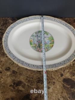 Set Of 3 Royal Albert Silver Birch Oval Serving Platters Bone China England