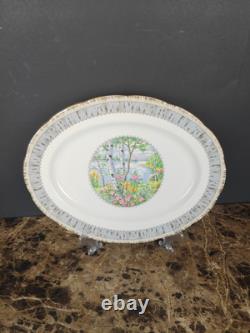 Set Of 3 Royal Albert Silver Birch Oval Serving Platters Bone China England