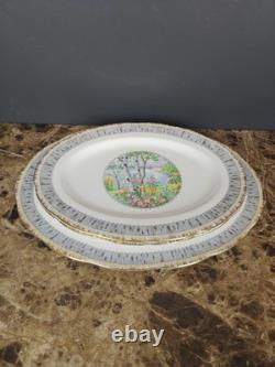 Set Of 3 Royal Albert Silver Birch Oval Serving Platters Bone China England