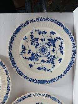 Set Of 4 Antique Blue Minton Cower Plates 1863-1872 9.5