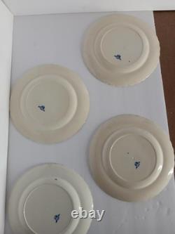Set Of 4 Antique Blue Minton Cower Plates 1863-1872 9.5