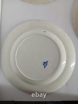 Set Of 4 Antique Blue Minton Cower Plates 1863-1872 9.5