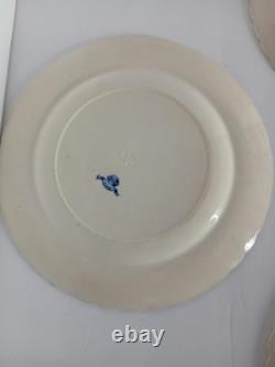 Set Of 4 Antique Blue Minton Cower Plates 1863-1872 9.5