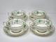 Set Of 4 Hammersley England Palmetto Tea Cup & Saucer Green White Gold China