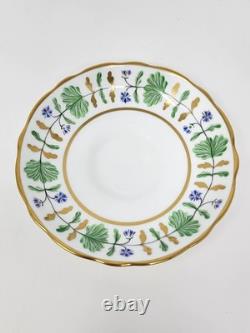Set Of 4 Hammersley England Palmetto Tea Cup & Saucer Green White Gold China
