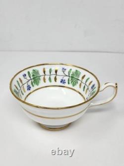 Set Of 4 Hammersley England Palmetto Tea Cup & Saucer Green White Gold China