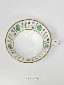 Set Of 4 Hammersley England Palmetto Tea Cup & Saucer Green White Gold China