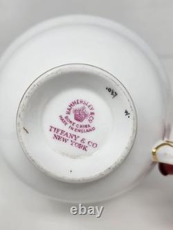 Set Of 4 Hammersley England Palmetto Tea Cup & Saucer Green White Gold China