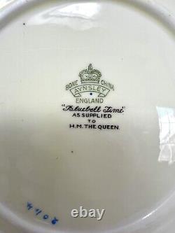 Set Of 6, Aynsley Bone China Scalloped Plates, Bluebell Time, England