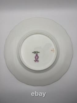 Set Of 6 Cauldon China England Hand Painted Green Gold Floral Plates 9