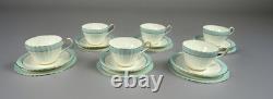 Set Of 6 VTG Paragon England Turquoise Blue Bone China Tea Trios 18pc Cup Saucer