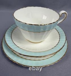 Set Of 6 VTG Paragon England Turquoise Blue Bone China Tea Trios 18pc Cup Saucer