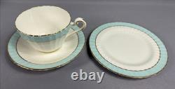Set Of 6 VTG Paragon England Turquoise Blue Bone China Tea Trios 18pc Cup Saucer