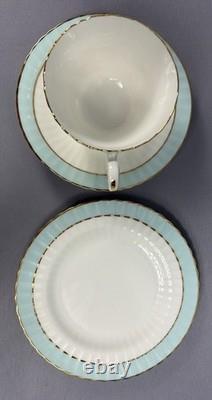 Set Of 6 VTG Paragon England Turquoise Blue Bone China Tea Trios 18pc Cup Saucer