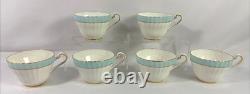 Set Of 6 VTG Paragon England Turquoise Blue Bone China Tea Trios 18pc Cup Saucer