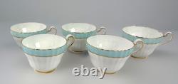 Set Of 6 VTG Paragon England Turquoise Blue Bone China Tea Trios 18pc Cup Saucer