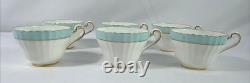 Set Of 6 VTG Paragon England Turquoise Blue Bone China Tea Trios 18pc Cup Saucer