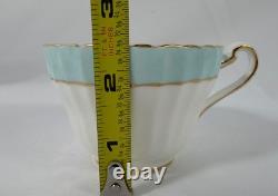 Set Of 6 VTG Paragon England Turquoise Blue Bone China Tea Trios 18pc Cup Saucer