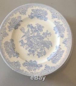 Set Of 7 Burleigh Dinner Plates Burgess & Leigh Blue And White China England