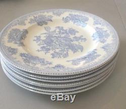 Set Of 7 Burleigh Dinner Plates Burgess & Leigh Blue And White China England