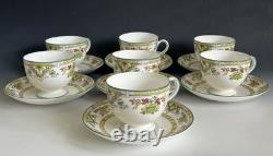 Set Of 7 Wedgwood Bone China Tamarisk Pattern Tea Trio Sets Made In England
