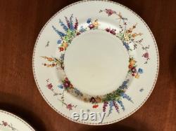 Set Of 8 CROWN STAFFORDSHIRE china FLOWER GARDEN pattern Dinner Plates 10 3/4