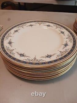 Set Of 8 MINTON'S GRASMERE BLUE 10.5 DINNER PLATES