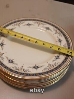 Set Of 8 MINTON'S GRASMERE BLUE 10.5 DINNER PLATES