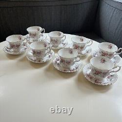 Set Of 8 Royal Albert Lavender Rose Teacups & Saucers, Bone China England EUC